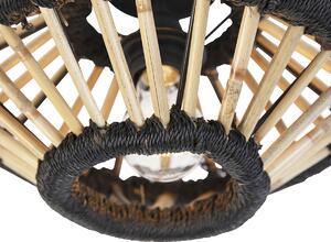 Venkovské stropní svítidlo bambusové s černou 30 cm - Evalin