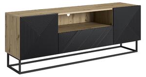 TV stolek Asha 167 cm se zásuvkou a kovovou konstrukcí - artisan / černý mat