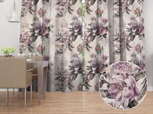 Biante Dekorační závěs Parma PM-112 Fialové květy na smetanovém 145x140 cm