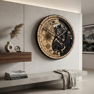 3D Dřevěné dubové hodiny - Horský svět Alpy 30cm-50cm-80cm