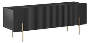 TV stolek Malmi 150 cm - černý mat / zlaté nožky