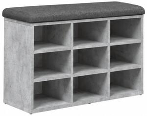 Skříňka na boty, botník s polstrováním, lavice, sedací, police, dřevo/látka, 52x84x32 cm, beton šedá/šedá, Dekorino BS20260022