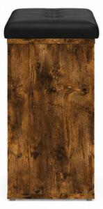 Skříňka na boty, botník s polstrováním, lavice, sedací, police, dřevo/umělá kůže, 52x84x32 cm, kouřový dub/černá, Dekorino BS20260023