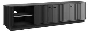 TV stolek Vesper 3D 187 cm na soklu - černý / černé úchyty