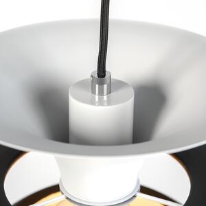 Moderní kulatá závěsná lampa černá s bílou třívrstvou - Titus