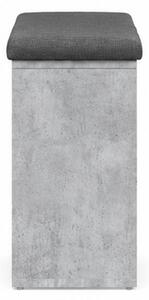 Skříňka na boty, botník s polstrováním, lavice, sedací, police, dřevo/látka, 52x84x32 cm, beton šedá/šedá, Dekorino BS20260022