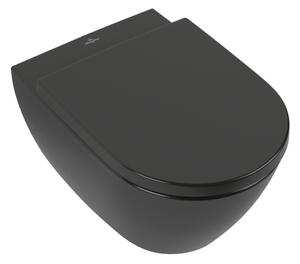 Villeroy & Boch Subway 2.0 - Závěsné WC, Rimless, s DirectFlush, Pure Black CeramicPlus 5614R0R7