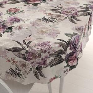 Biante Dekorační oválný ubrus Parma PM-112 Fialové květy na smetanovém 50x100 cm