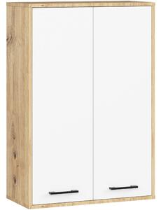 Ak furniture Závěsná koupelnová skříňka Fin W64 64 cm bílá/dub artisan