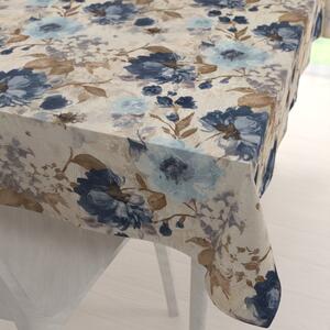 Biante Dekorační obdélníkový ubrus Parma PM-113 Modré květiny na smetanovém 50x100 cm