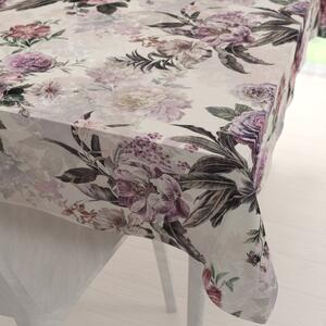 Biante Dekorační obdélníkový ubrus Parma PM-112 Fialové květy na smetanovém 50x100 cm