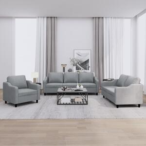 3dílná sedací souprava s poduškami světle šedá textil 3201770