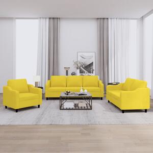 3dílná sedací souprava s poduškami světle žlutá textil 3201775