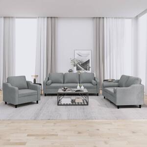 3dílná sedací souprava s polštáři světle šedá textil 3201786