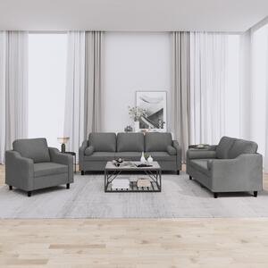3dílná sedací souprava s polštáři tmavě šedá textil 3201787
