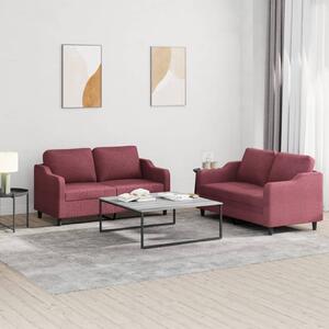 2dílná sedací souprava s poduškami vínová textil 3201808