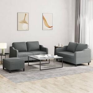 3dílná sedací souprava s poduškami tmavě šedá textil 3201811