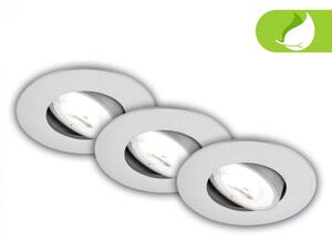 BRILONER 3ks sada LED vestavné bodové svítidlo EEK A 2W, 230V, nastavitelné, ultraploché, 90mm, matný chrom 7989034