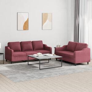 2dílná sedací souprava s poduškami vínová textil 3201840