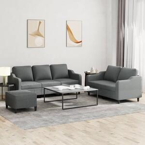 3dílná sedací souprava s poduškami tmavě šedá textil 3201843
