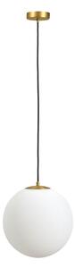Bílé/ve zlaté barvě kovové závěsné svítidlo se skleněným stínidlem ø 30 cm Brisia – Kave Home
