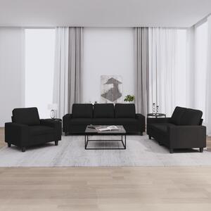 3dílná sedací souprava černá textil 3201870