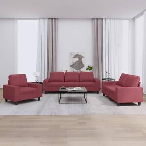 3dílná sedací souprava vínová textil 3201872