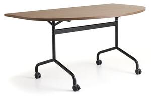 AJ Produkty Konferenční stůl LYKKA, sklápěcí deska se zaoblenými rohy, 1600x800 mm, černá/ořech