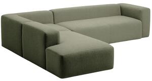 Kave Home Zelená rohová pohovka Blok 320 cm, levá
