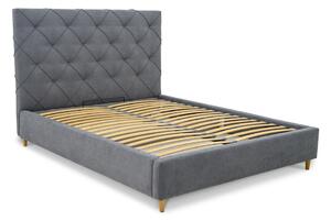 Šedá čalouněná dvoulůžková postel s úložným prostorem a roštem 140x190 cm Bee – Scandic