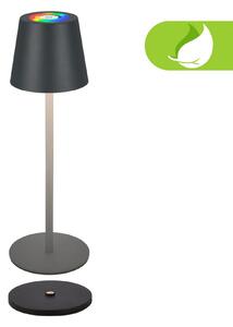 BRILONER Cilano RGBW stolní lampa na baterie IP44, stmívatelné, s nabíjecí základnou, antracit 7517015
