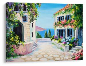 Obraz - Řecká ulička, olejomalba (70x50 cm)
