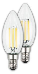 BRILONER EEK A 2ks sada E14 LED žárovka, třída A, Filament, 50.000h, 840lm, 4W, teple bílé světlo, svíčka 0553004