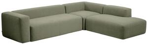Kave Home Zelená rohová pohovka Blok 320 cm, pravá