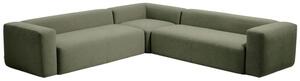 Kave Home Zelená rohová pohovka Blok 320 x 320 cm, levá/pravá