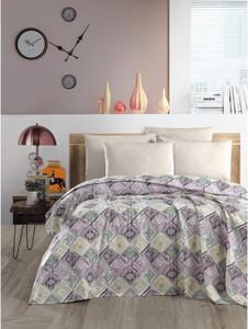 Fialovo-krémový bavlněný přehoz 200x230 cm Pique – Mila Home