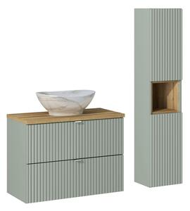 Comad Koupelnová sestava Line Reed Green 80 cm se skříňkami a umyvadlem zelená/dub evoke