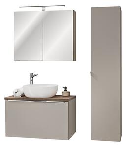 Comad Koupelnová sestava SantaFe 80 cm s umyvadlem, skříňkami a zrcadlem taupe/dub santa fe vintage