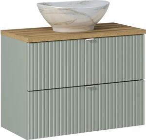 Comad Koupelnová sestava Line Reed Green 80 cm se skříňkami a umyvadlem zelená/dub evoke