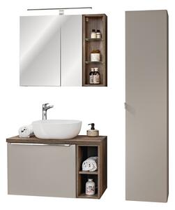 Comad Koupelnová sestava SantaFe 80 cm se skříňkami, umyvadlem a zrcadlem taupe/dub santa fe vintage