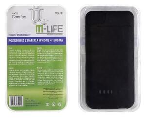 Ochranný kryt zadní s baterií M-LIFE IPHONE 4 čierny 1900mA