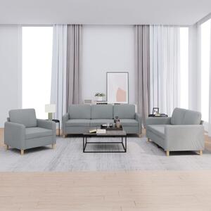 3dílná sedací souprava s poduškami světle šedá textil 3202054