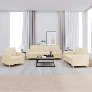 3dílná sedací souprava s poduškami krémová textil 3202056