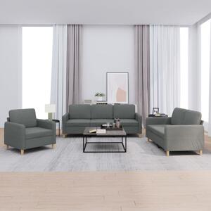 3dílná sedací souprava s poduškami tmavě šedá textil 3202055