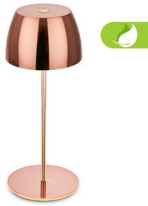 BRILONER LED nabíjecí stolní lampička Serina Mini, bezdrátová, 20cm, IP44, 2,5W, stmívatelné, dotykový vypínač, měď 7503013