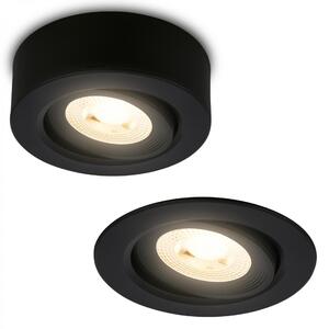 BRILONER LED vestavné / přisazené bodové svítidlo – pr.90mm, stmívatelné, 5W, 230V, teplá bílá, nastavitelné, černá 7990015