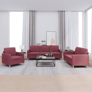 3dílná sedací souprava s poduškami vínová textil 3202060