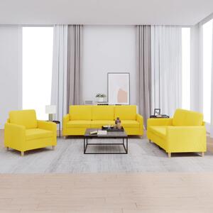 3dílná sedací souprava s poduškami světle žlutá textil 3202059