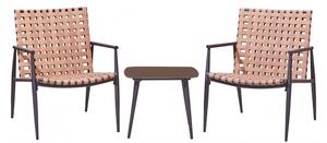 SUPPLIES NUK kávový set nábytku pro 2 osoby, technoratan-kov v hnědé barvě