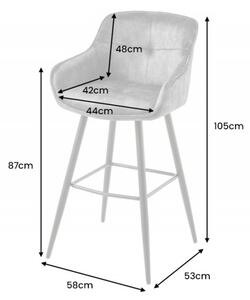 Barová židle EUPHORIA 100 CM šedá samet Nábytek | Jídelní prostory | Barové židle